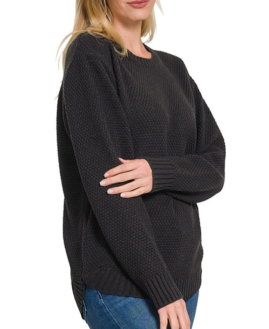 Everyday Waffle Knit Sweater (Black)