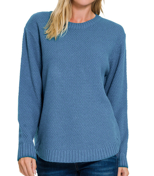 Waverly Waffle Knit Sweater (Blue)
