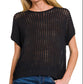 Crochet Knit Sheer Top (Black)