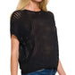 Crochet Knit Sheer Top (Black)