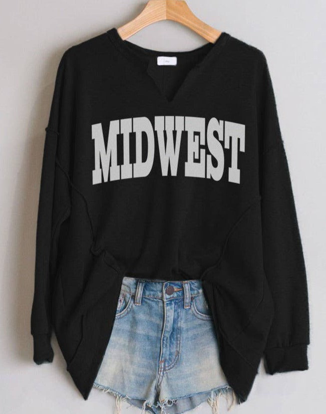 Midwest Notch Neck Graphic Sweatshirt