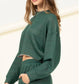 Crew Neck Raw Hem Sweatshirt (Green)