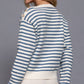 Buttoned Shoulder Stripe Sweater