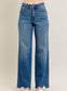 Judy Blue Chew Hem Wide Leg Jeans