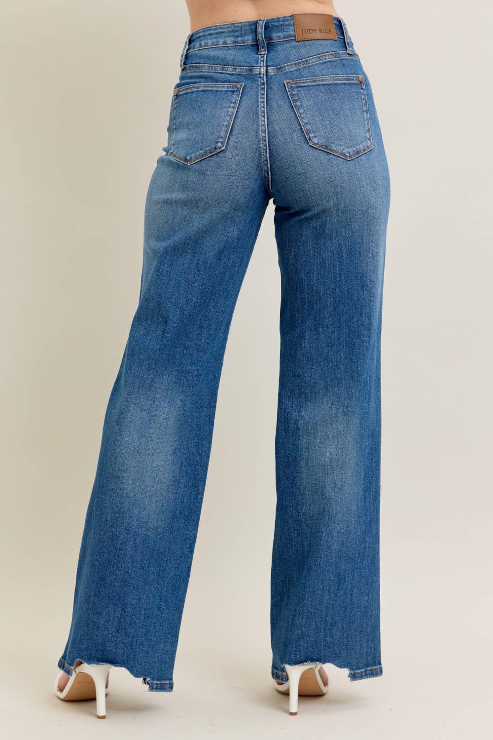 Judy Blue Chew Hem Wide Leg Jeans