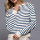 Buttoned Shoulder Stripe Sweater