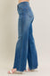 Judy Blue Chew Hem Wide Leg Jeans