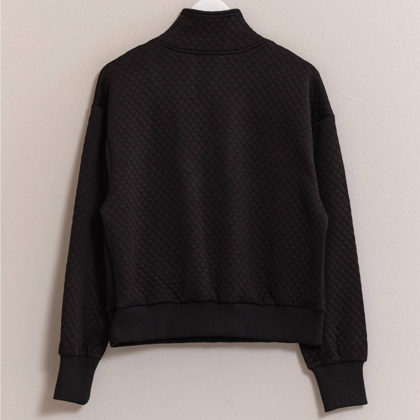 Quilted Half Zip Pullover (Black)