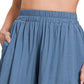 Woven Smocked Waist Shorts With Pockets (Blue) - SALE