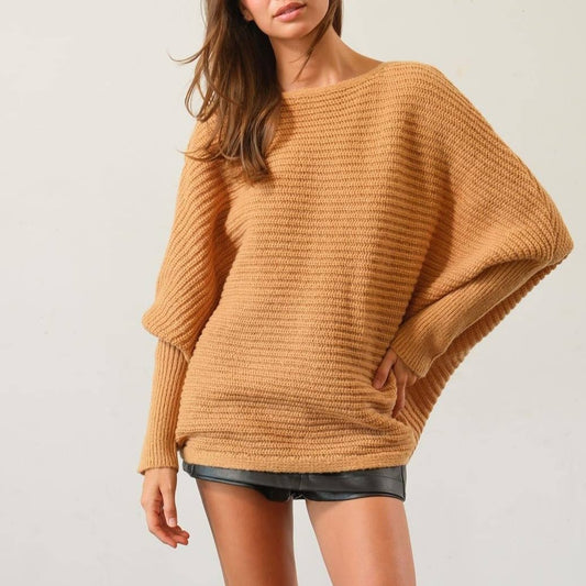 Dolman Bishop Sleeve Sweater (Camel)