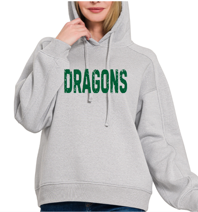 DRAGONS Fleece Hoodie Sweatshirt (Grey/Green)