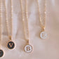 Round Initial Necklace (White)