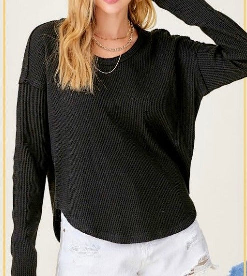 Cozy Times Waffle Knit Top