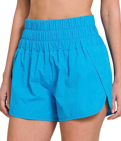 Smocked Waist Athletic Shorts (Bright Blue) - SALE