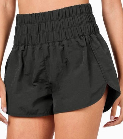 Smocked Waist Athletic Shorts (Black) - SALE