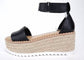 Carie Espadrille Wedge Sandals (Black) - SALE
