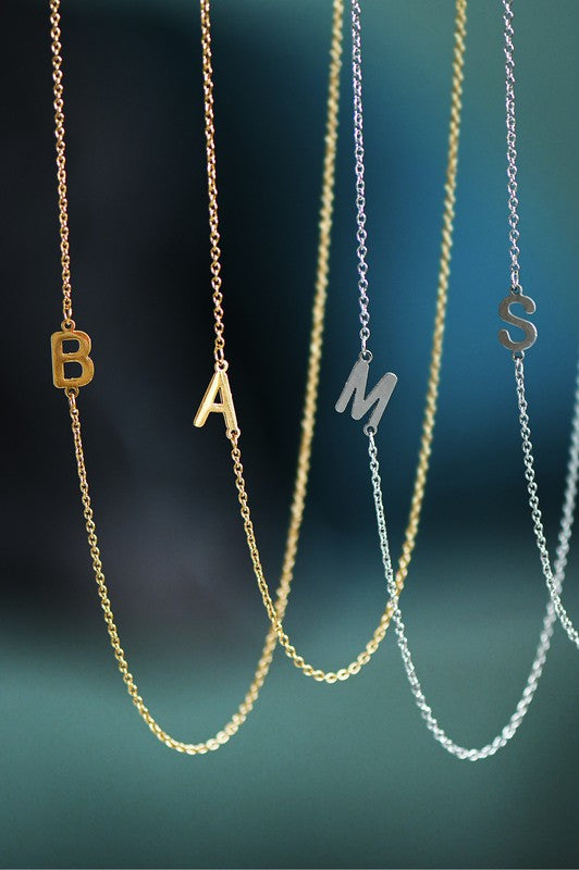 Sideways Initial Necklace (Gold)