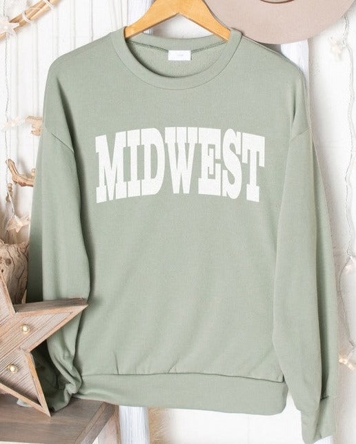 Midwest Girl Sweatshirt (Green)  - GRAPHIC SALE
