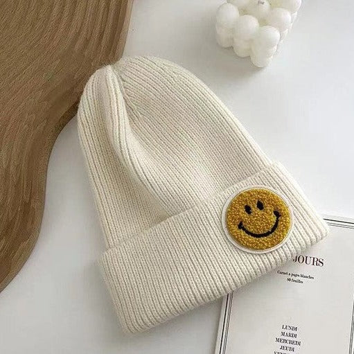 Don't Worry Be Happy Smile Beanie (Ivory)