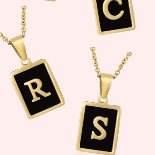 Shannon Initial Necklace (Black)