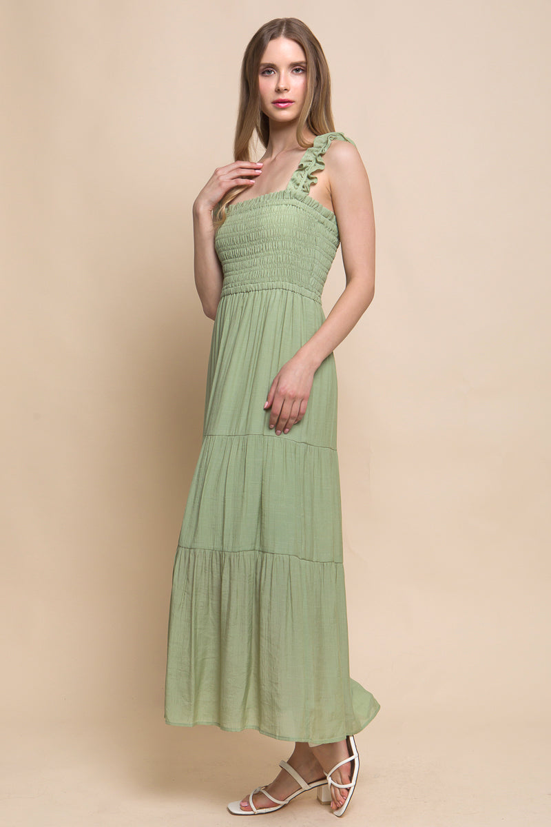 Summer Smocked Maxi Dress (Sage)