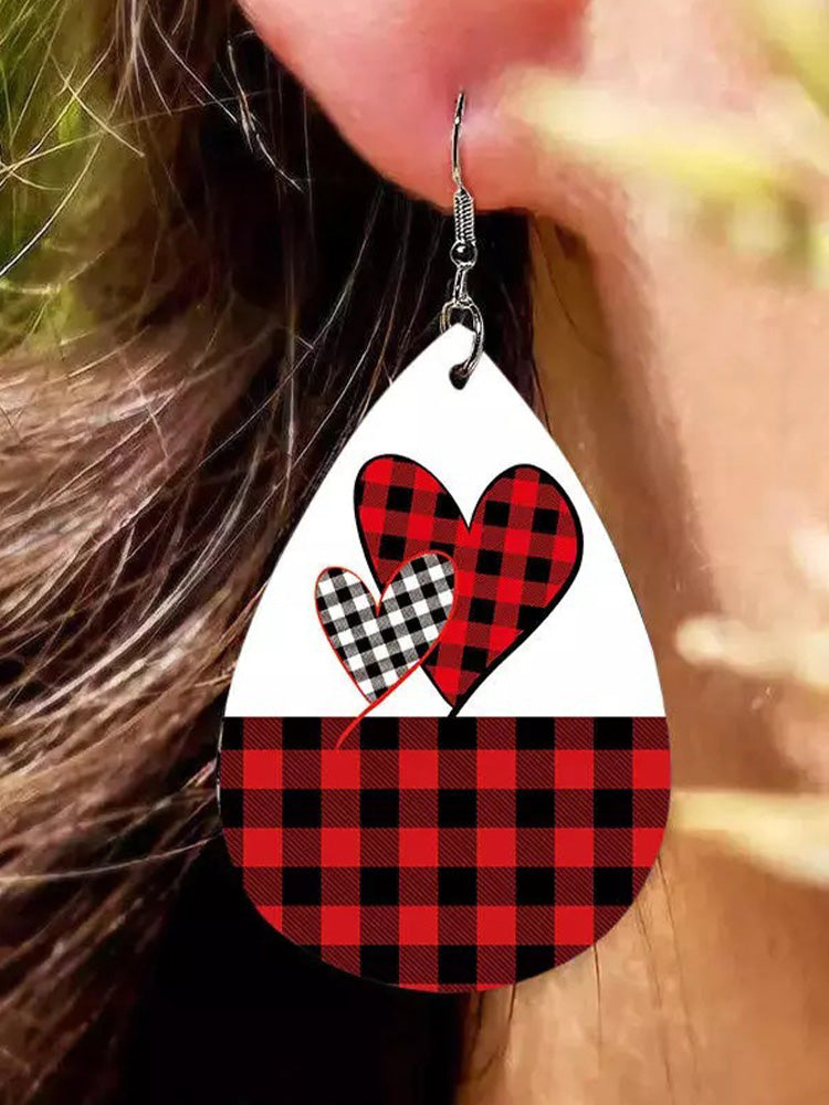 Plaid Heart Earrings