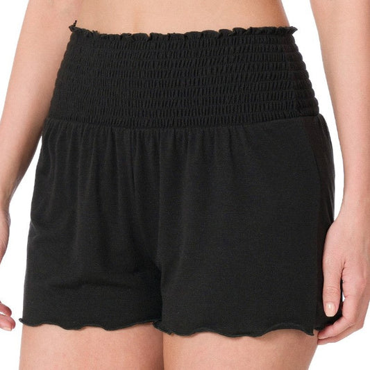 Smocked Waist Shorts (Black)