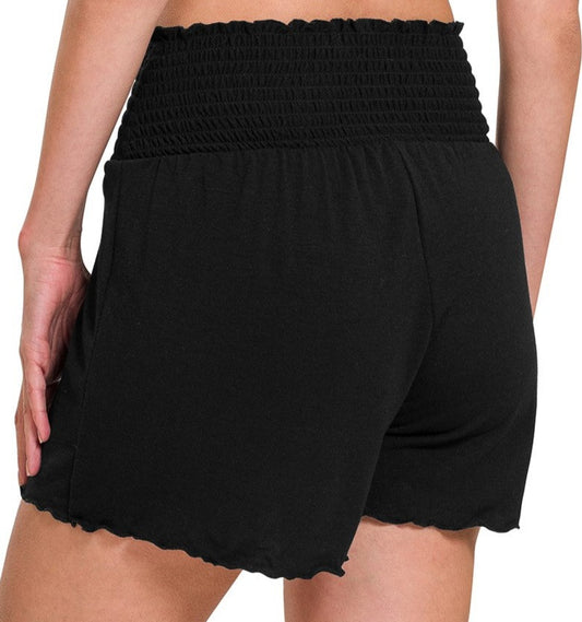 Smocked Waist Shorts (Black)