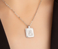 Square Letter Pendant Necklace (Silver)