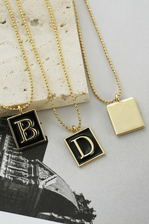 Shannon Initial Block Necklace (Black)