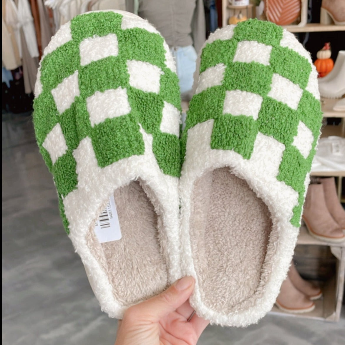 Checkered Slippers (Green)