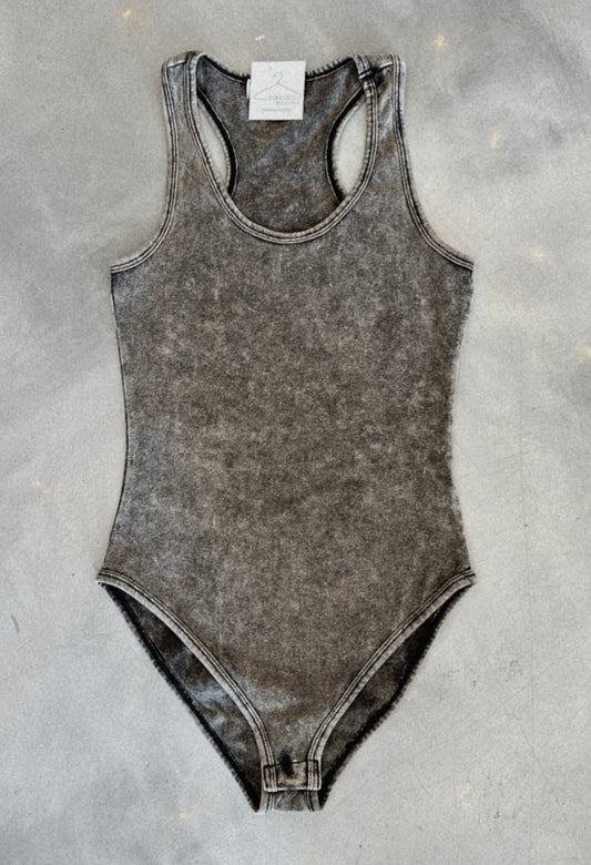 Acid Wash Bodysuit (Black) - SALE