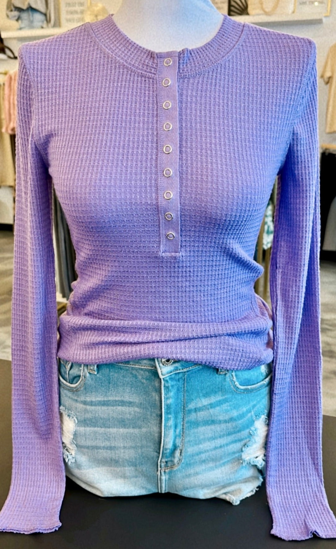 Waffle Snap Front Top (Purple)