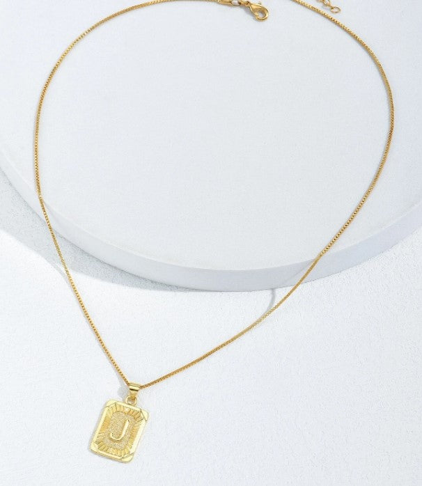 Square Letter Necklace (Gold)