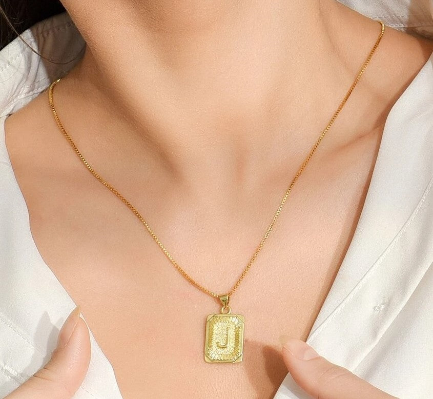 Square Letter Necklace (Gold)